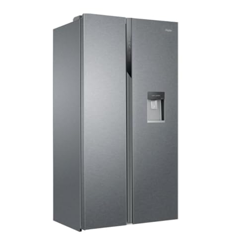 Haier HSR3918EWPG Side-by-Side / 177,5 cm / 338 kWh/Jahr / 328 L Kühlteil / 177 L Gefrierteil/Wasserspender mit Tank/Multi-Airflow-System/Total No Frost/Dual-Inverter-Kompressor, Silber, 521 Liter