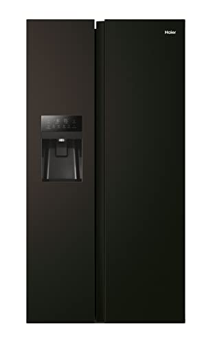 Haier SBS 90 SERIE 5 HSR5918DIPB Kühl-Gefrierkombination/Schwarz/Energieeffizienzklasse D/Wasser- und Eiswürfelspender/Festwasseranschluß/Multi-Airflow-System/Total No Frost