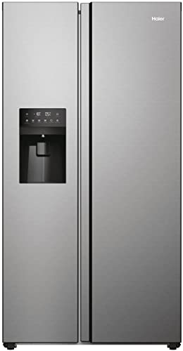 Haier SBS 90 SERIE 5 HSR5918DIMP Kühl-Gefrierkombination / Edelstahl-Front / Wasser- und Eiswürfelspender / Festwasseranschluß / Multi Airflow /Total No Frost / Sparsam: Energieeffizienzklasse D